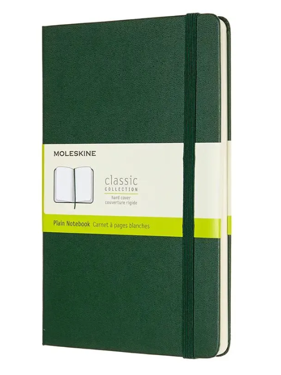 картинка Записная книжка Moleskine Classic (нелинованная), Large (13х21 см), тёмно-зелёный от магазина Молескинов