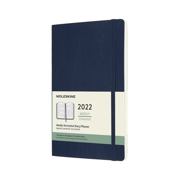 картинка Еженедельник Moleskine Classic 2022 Soft (мягкая обложка), горизонтальный блок, Large (13x21 см), синий от магазина Молескинов