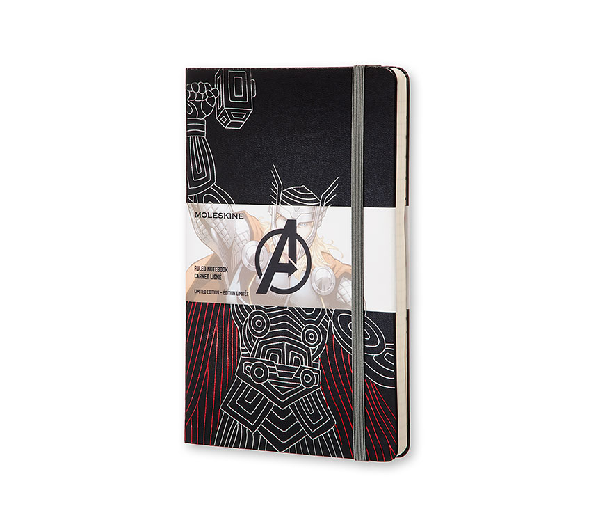 картинка Записная книжка Moleskine The Avengers - Thor (в линейку), Large (13x21см), черная от магазина Молескинов