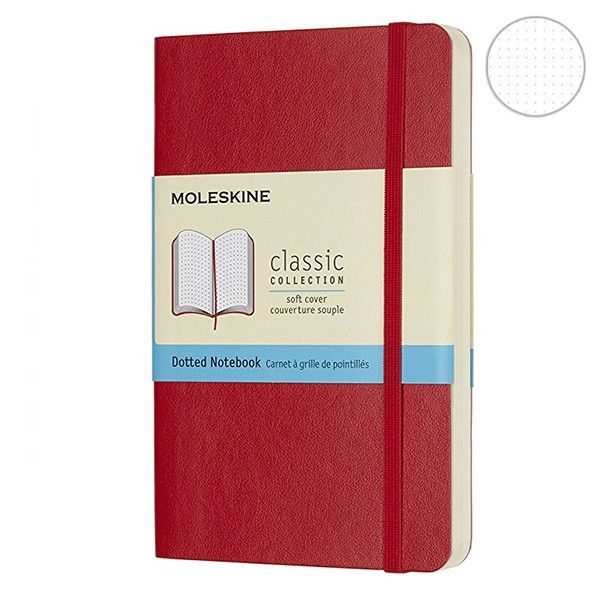 картинка Записная книжка Moleskine Classic Soft (мягкая обложка), в точку, Pocket (9х14см), красный от магазина Молескинов