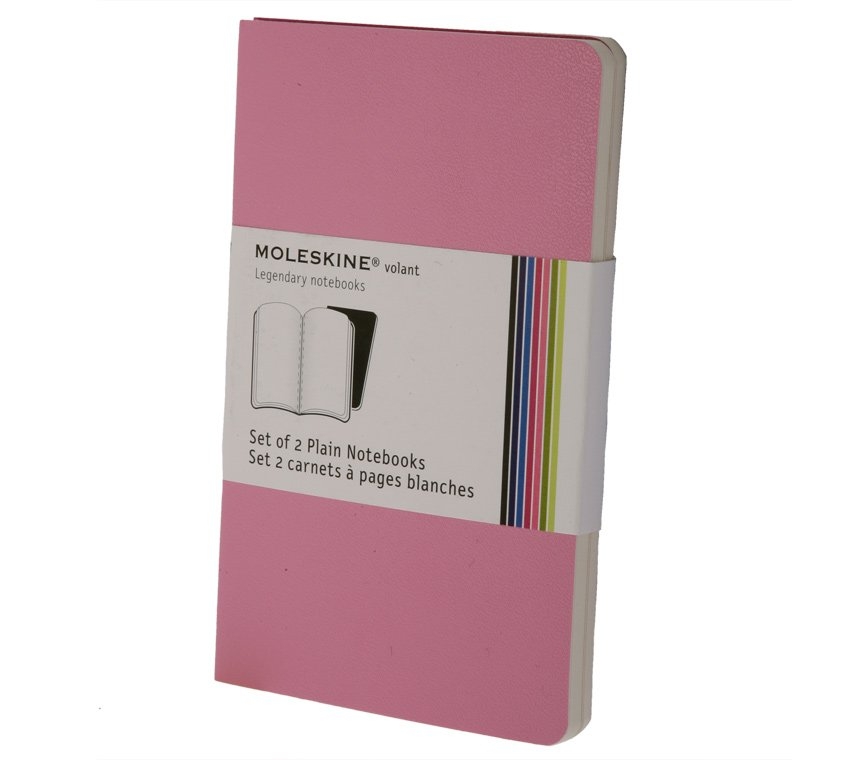 Записная книжка Moleskine Volant (нелинованная, 2 шт.), Pocket (9х14см), розовая
