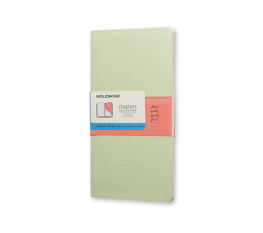 Записная книжка Moleskine Chapters (в точку), Slim Pocket (7,5x14см), светло-зеленая