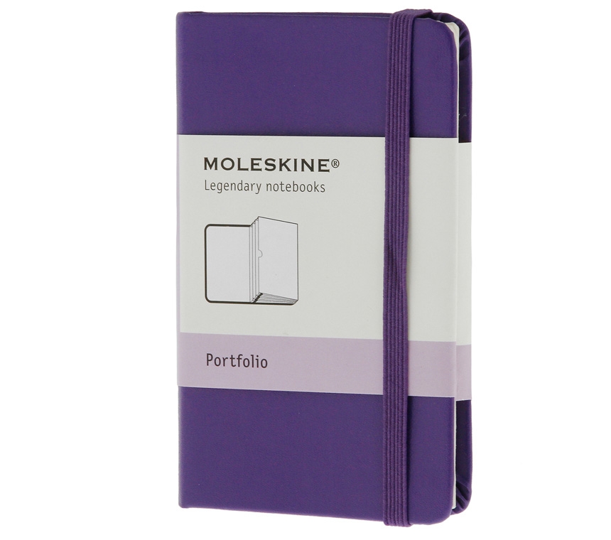 Записная книжка Moleskine Portfolio (с кармашками), Xsmall (6,5х10,5см), фиолетовая