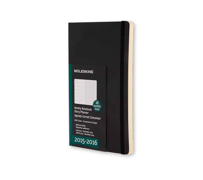 Еженедельник Moleskine Classic Soft (2015/2016), Pocket (9x14см), черный