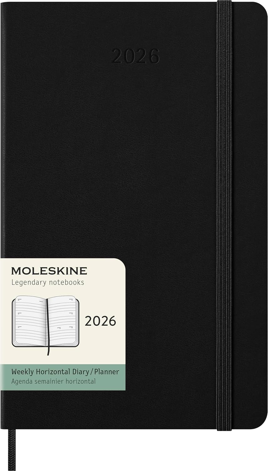 картинка Еженедельник Moleskine Classic 2026, горизонтальный блок, Large (13x21 см), черный магазин Молескинов являющийся официальным дистрибьютором в России  картинка Еженедельник Moleskine Classic 2026, горизонтальный блок, Large (13x21 см), черный от магазина Молескинов