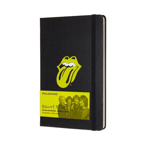 картинка Записная книжка Moleskine Rolling Stones (в линейку), Large (13x21см), черная от магазина Молескинов