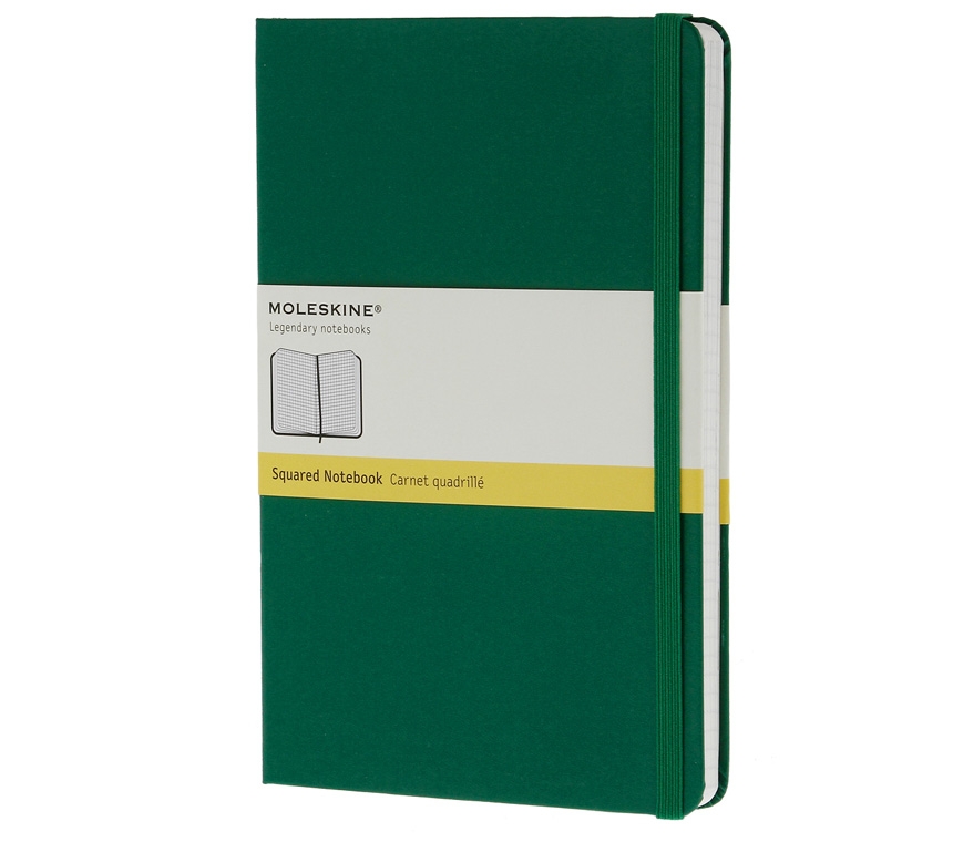 Записная книжка Moleskine Classic (в клетку), Large (13х21см), зеленая