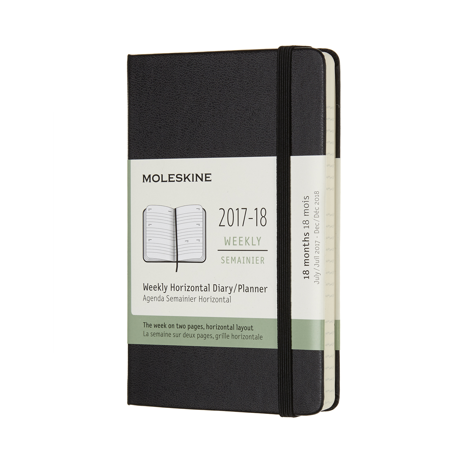 картинка Еженедельник Moleskine Classic (гориз.2017-2018), Pocket (9x14 см), черный от магазина Молескинов