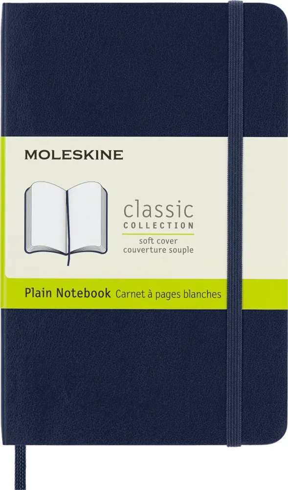 картинка Записная книжка Moleskine Classic (нелинованная), Pocket (9х14см), мягкая обложка, синяя от магазина Молескинов