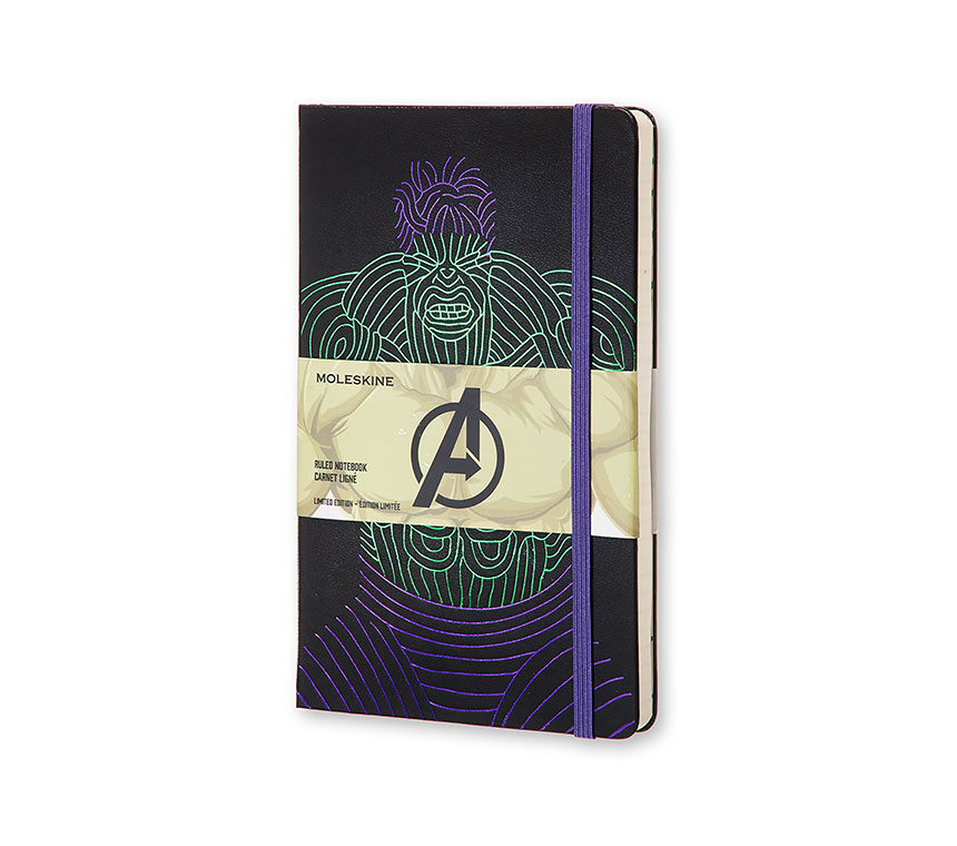 картинка Записная книжка Moleskine The Avengers - Hulk (в линейку), Large (13x21см), черная от магазина Молескинов