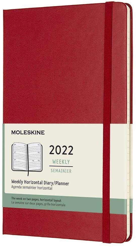 картинка Еженедельник Moleskine Classic 2022 горизонтальный блок, Large (13x21 см), красный от магазина Молескинов