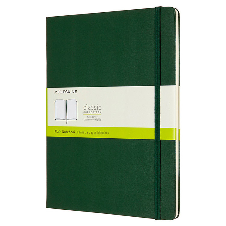 картинка Записная книжка Moleskine Classic (нелинованная), XLarge (19х25см), зеленая от магазина Молескинов