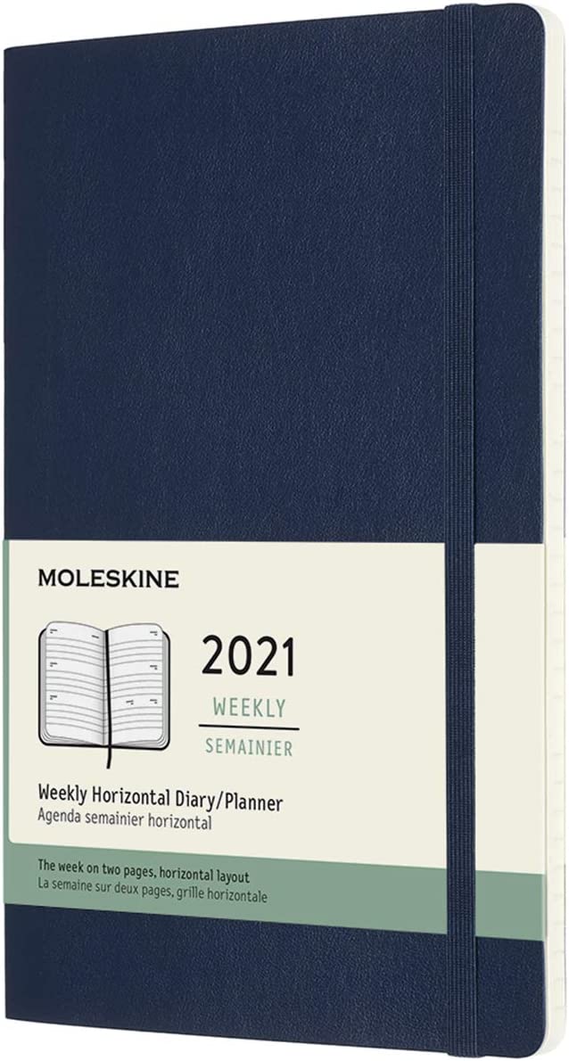 картинка Еженедельник Moleskine Classic Soft (мягкая обложка) 2023 с горизонтальной линовкой, Large синий от магазина Молескинов