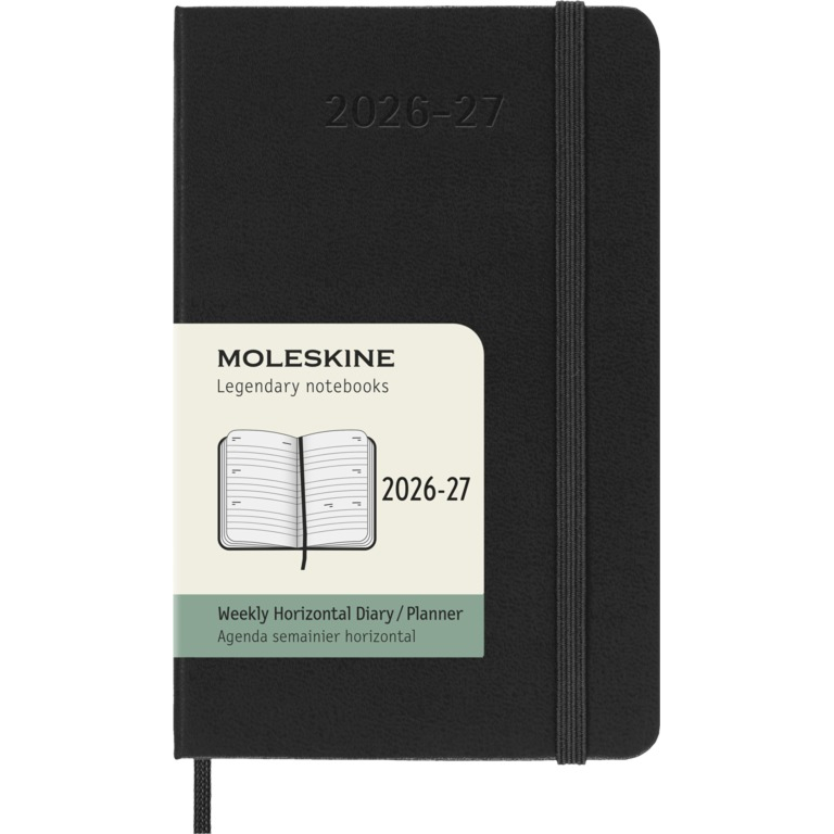 картинка Еженедельник  18 месяцев Moleskine Classic (гориз.2026-2027), Pocket (9x14 см), черный от магазина Молескинов
