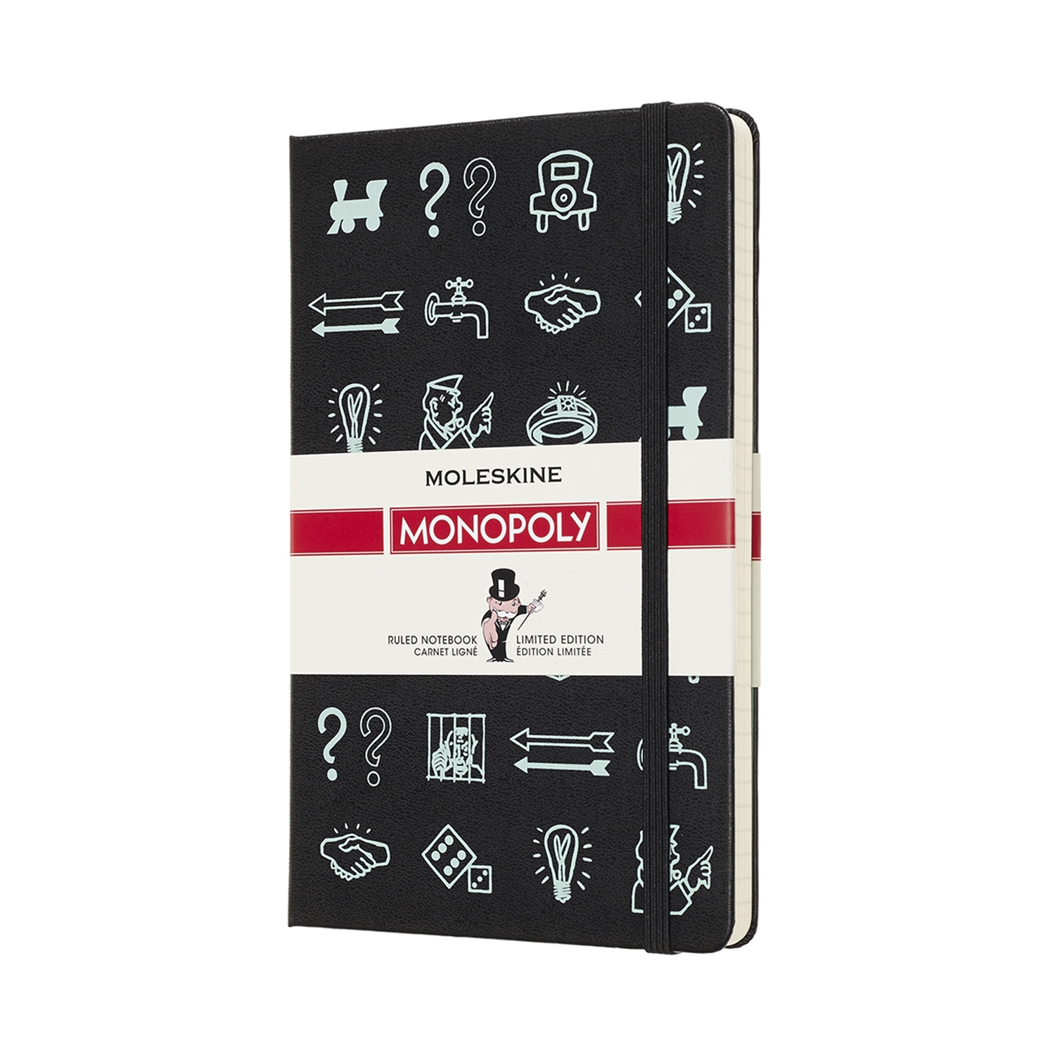 картинка Записная книжка Moleskine Monopoly (в линейку), Large (13х21см), черная от магазина Молескинов