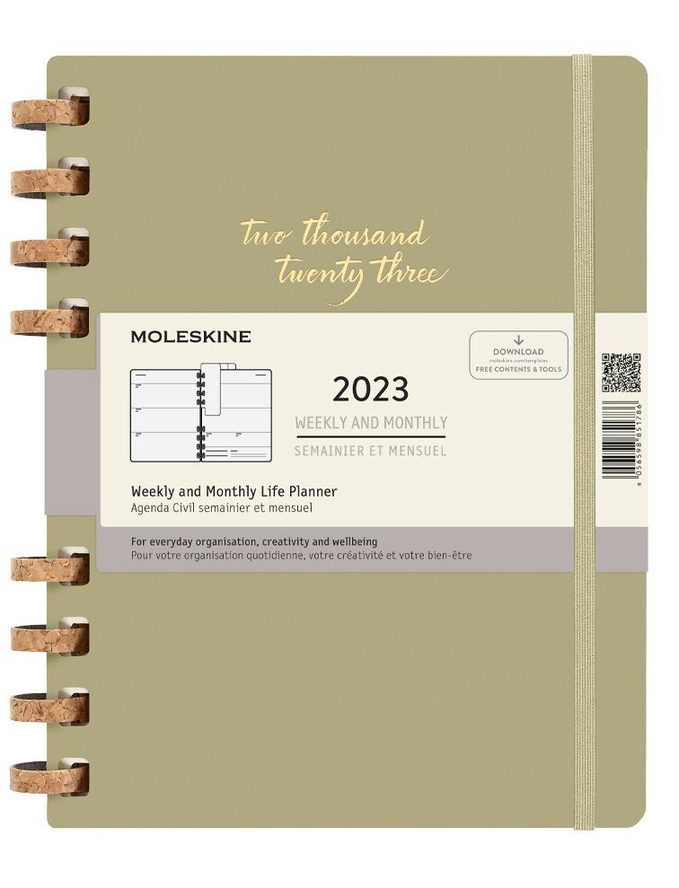 Ежемесячник-планинг Moleskine Spiral 2023, XLarge (19x25 см), CRUSH OLIVE
