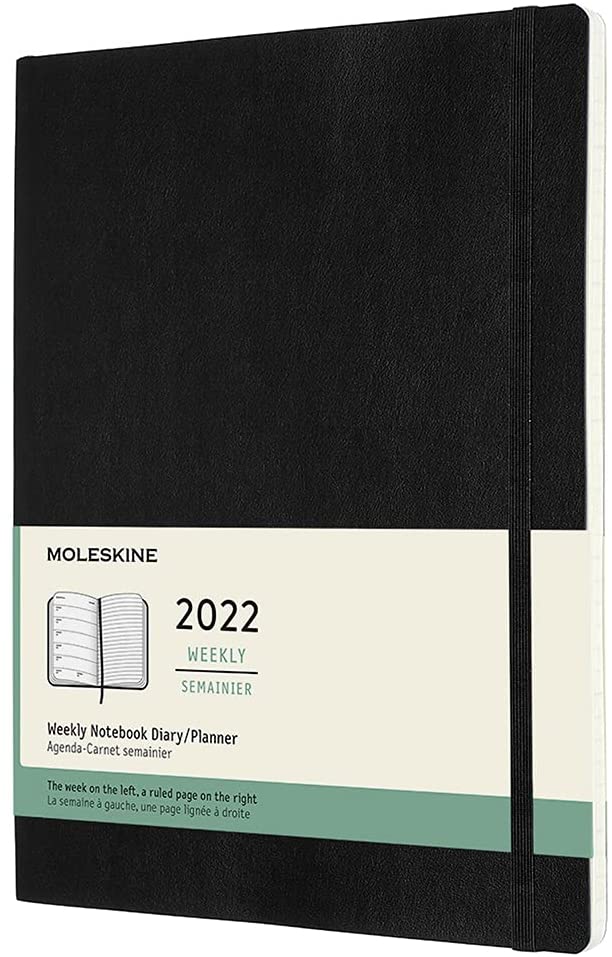 Еженедельник Moleskine Classic Soft (мягкая обложка), 2022, XLarge (19х25см), черный
