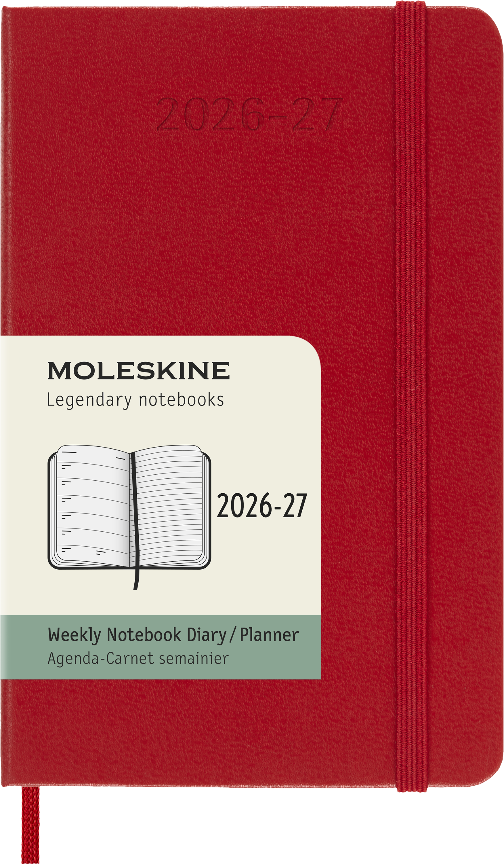 картинка Еженедельник 18 месяцев Moleskine Classic ( 2026-2027), Pocket (9x14 см),  красный от магазина Молескинов