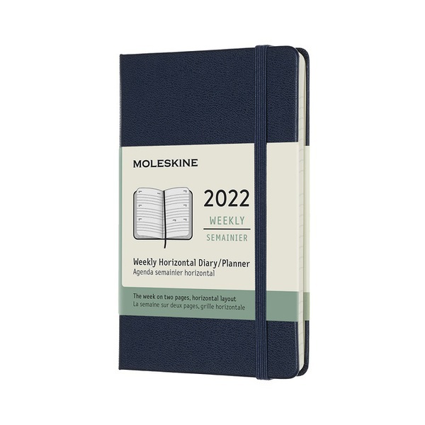 картинка Еженедельник Moleskine Classic 2022 горизонтальный блок, Pocket (9х14см), синий от магазина Молескинов