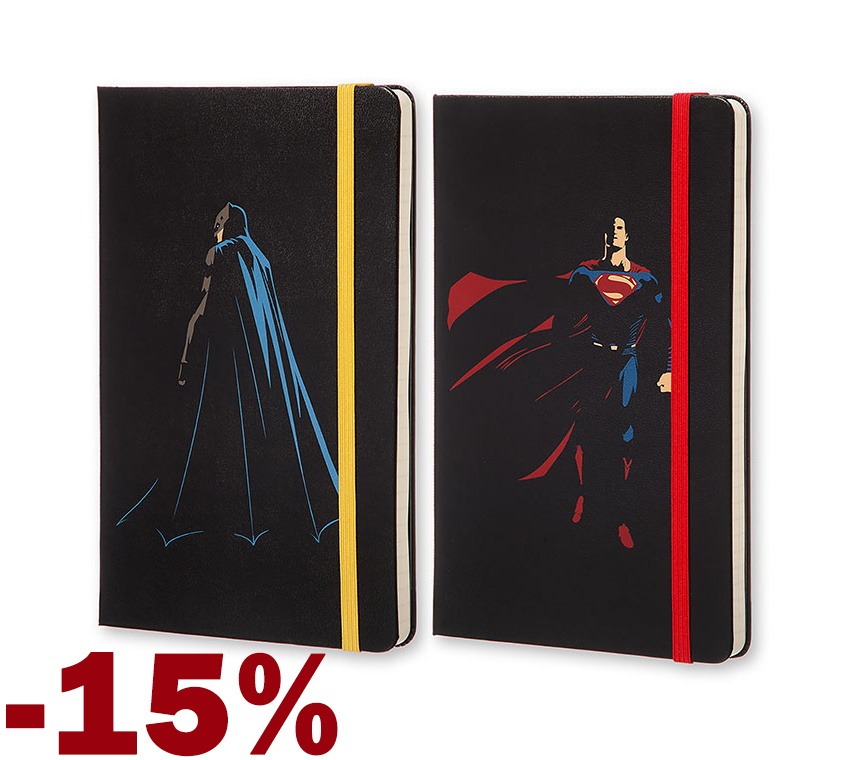 Комплект записных книжек Moleskine Batman vs Superman (в линейку), Large (13х21см), черные
