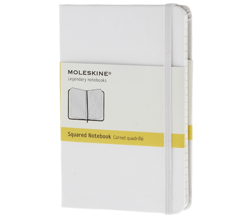 картинка Записная книжка Moleskine Classic (в клетку), Pocket (9x14см), белая, твердая обложка от магазина Молескинов