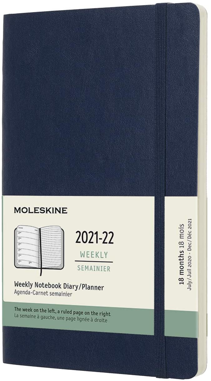 картинка Еженедельник Moleskine Classic Soft (мягкая обложка), (2021-2022), Large (13x21 см), синий от магазина Молескинов