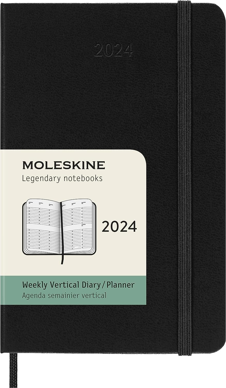 картинка Еженедельник Moleskine Classic 2024, вертикальный блок, Pocket (9x14 см), черный от магазина Молескинов