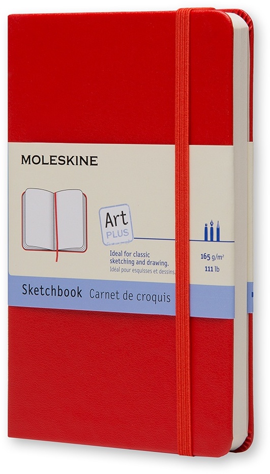 картинка Записная книжка Moleskine Sketchbook (для рисунков), Pocket (9x14см), 165 г/м2, красная от магазина Молескинов