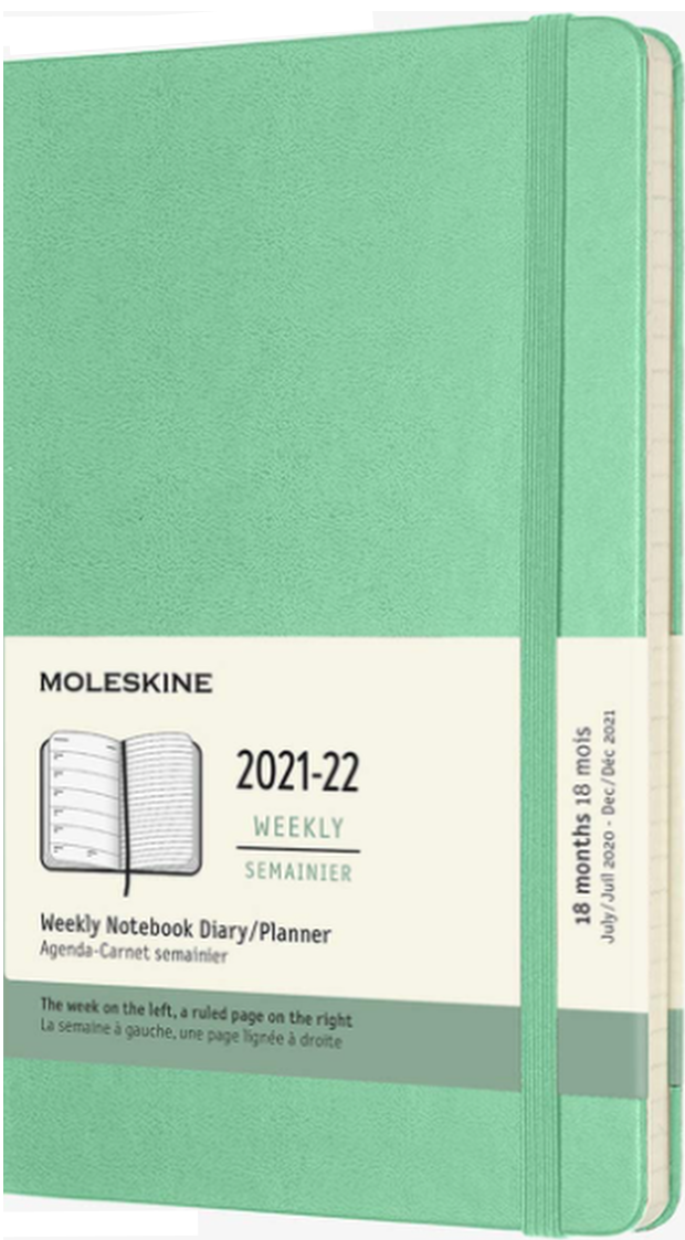 Еженедельник Moleskine Classic (2021-2022), Large (13x21 см), светло-зеленый