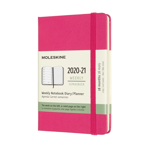 Еженедельник Moleskine Classic (2020-2021), Pocket (9x14 см), ярко-розовый