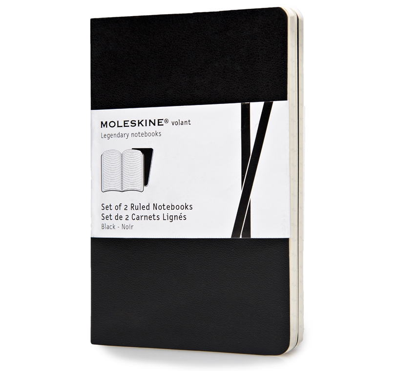 Записная книжка Moleskine Volant (нелинованная, 2 шт.), Pocket (9x14см), черная
