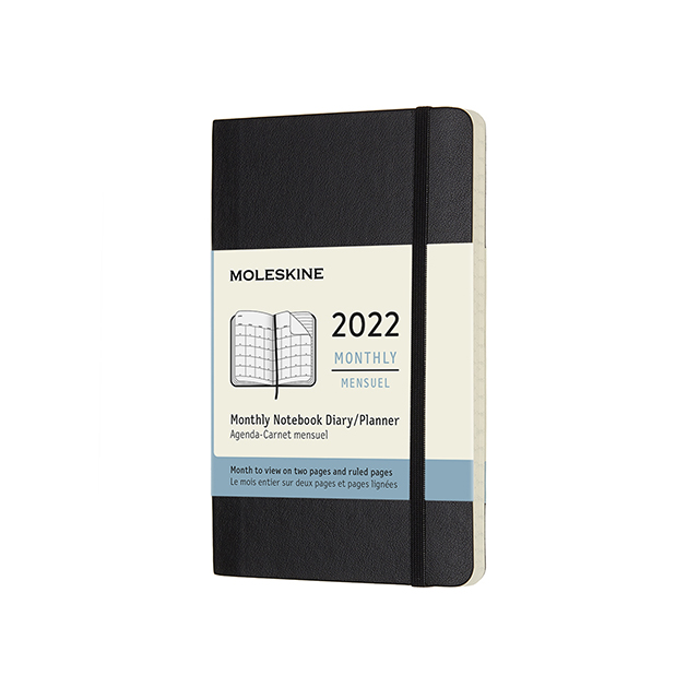 Ежемесячник-планинг Moleskine Classic 2022 Soft (мягкая обложка), Pocket (9x14 см), черный