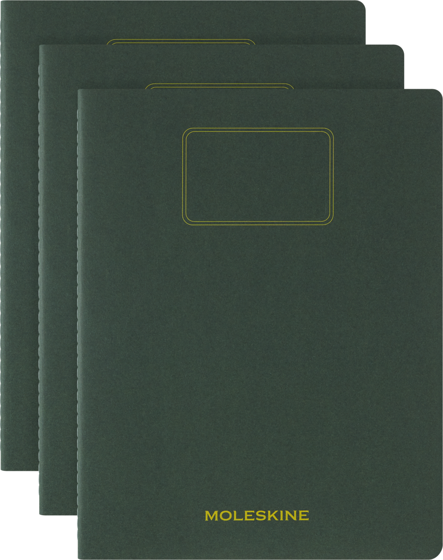 картинка Записная книжка Moleskine Student Cahier (в линейку), XXL/A4 (22x28см), мягкая обложка, зеленая от магазина Молескинов