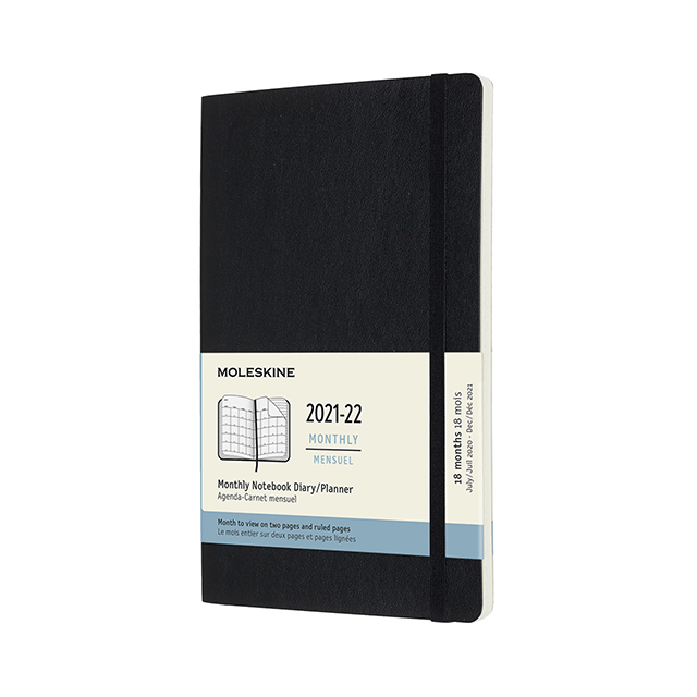 картинка Ежемесячник-планинг Moleskine Classic Soft (мягкая обложка), (2021-2022), Large (13x21 см), черный от магазина Молескинов