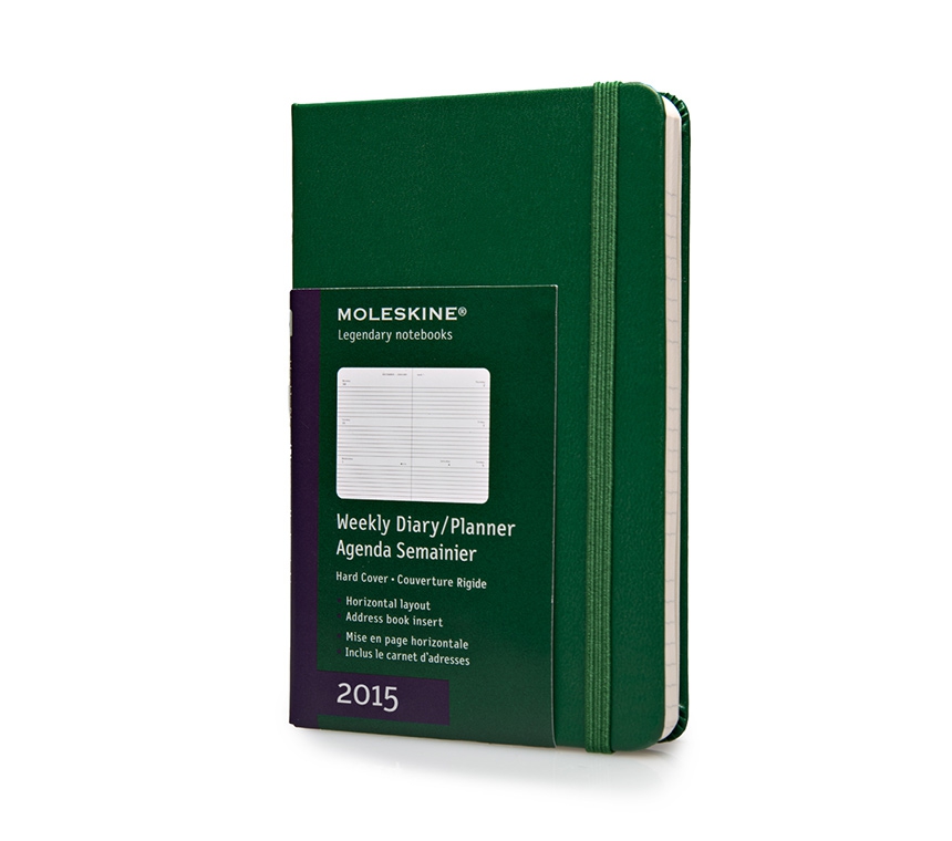 Еженедельник Moleskine Classic (гориз.2015), Pocket (9x14 см), зеленый