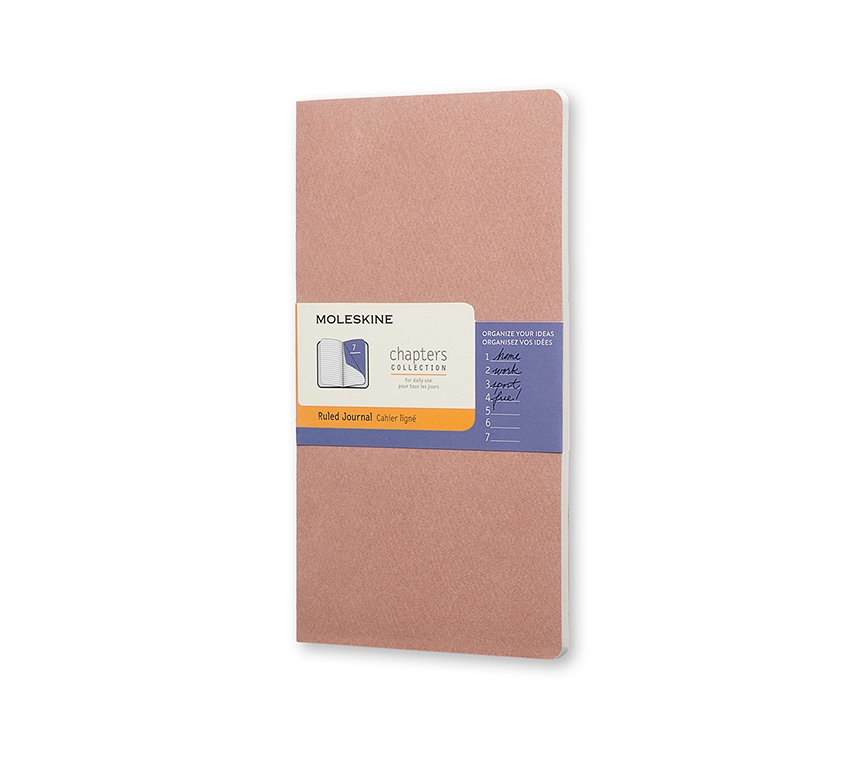 Записная книжка Moleskine Chapters (в линейку), Slim Pocket (7,5x14см), розовая