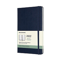 Еженедельник Moleskine Classic 2022 горизонтальный блок, Large (13х21см), синий