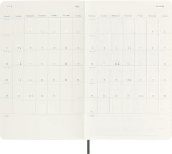 картинка Еженедельник 18 месяцев Moleskine Classic 2025 - 2026, Large (13x21 см), мягкая обложка, зеленый от магазина Молескинов