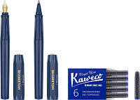 Набор Moleskine x Kaweco Синий (перьевая ручка + шариковая ручка + 6 картриджей) в подар упаковке