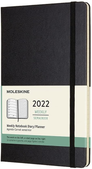 картинка Еженедельник Moleskine Classic 2022, Large (13x21 см), черный от магазина Молескинов