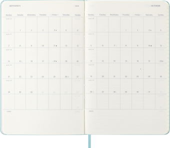 картинка Еженедельник 18 месяцев Moleskine Classic 2025 - 2026, Large (13x21 см), твердая обложка, аквамарин от магазина Молескинов