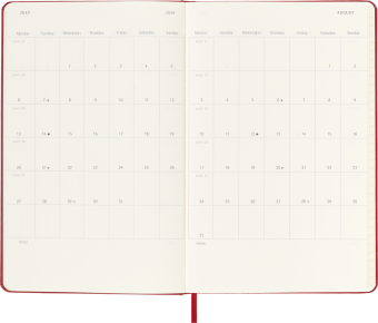 картинка Еженедельник 18 месяцев Moleskine Classic 2025 - 2026, Large (13x21 см), твердая обложка, красный от магазина Молескинов