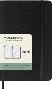 картинка Еженедельник Moleskine Classic Soft (мягкая обложка), 2026,Pocket (9x14см),черн, гориз.блок от магазина Молескинов