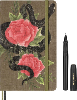 картинка Набор Moleskine X Kaweco LE (записная книжка Limited Edition Snake Roses, Large (13x21см) и черная шариковая ручка Kaweco) от магазина Молескинов