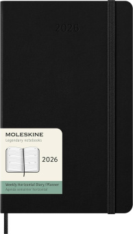 картинка Еженедельник Moleskine Classic 2026, горизонтальный блок, Large (13x21 см), черный от магазина Молескинов