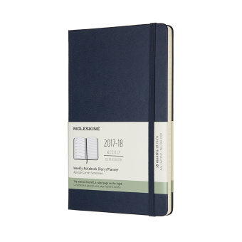 картинка Еженедельник Moleskine Classic (2017-2018), Large (13x21 см), темно-синий с тиснением имени на обложке от магазина Молескинов