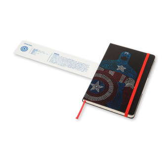 картинка Записная книжка Moleskine The Avengers - Captain America (в линейку), Large (13x21см), черная от магазина Молескинов