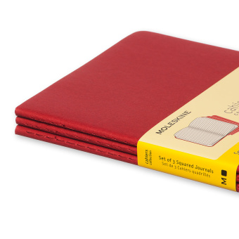 картинка Записная книжка Moleskine Cahier (в клетку, 3 шт.), Large (13х21см), красная от магазина Молескинов