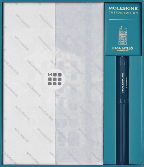 картинка Набор Moleskine Limited Edition Casa Batllo (записная книжка, в линейку, Large (13x21), голубая и шариковая ручка Kaweco, синяя) от магазина Молескинов