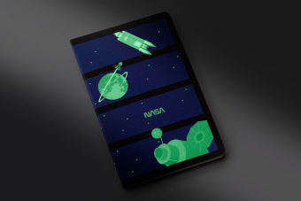 картинка Записная книжка Moleskine Volant Limited Edition "NASA Inspired", нелинованная, Large (13х21см), черная от магазина Молескинов